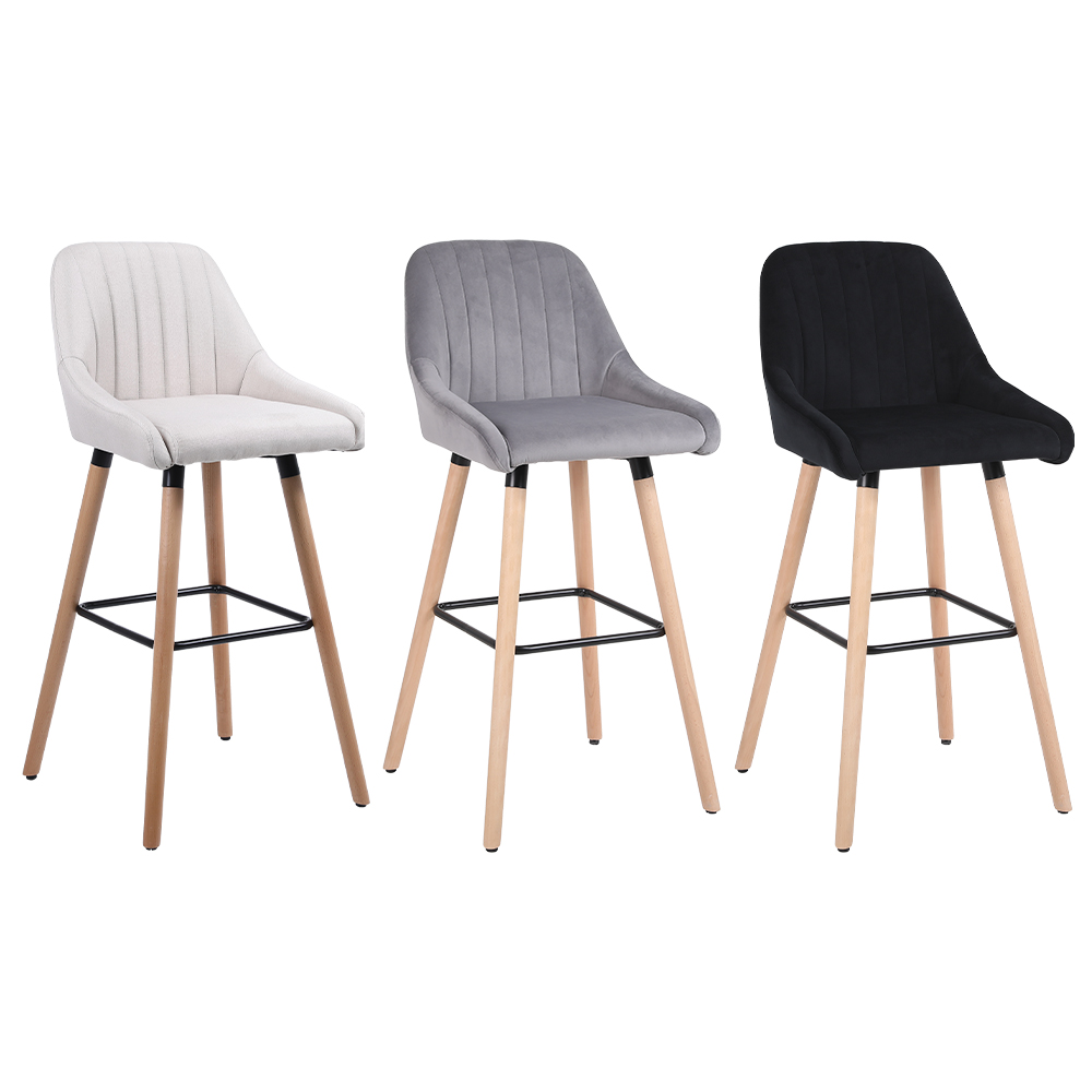Wooden velvet bar chair with backrest